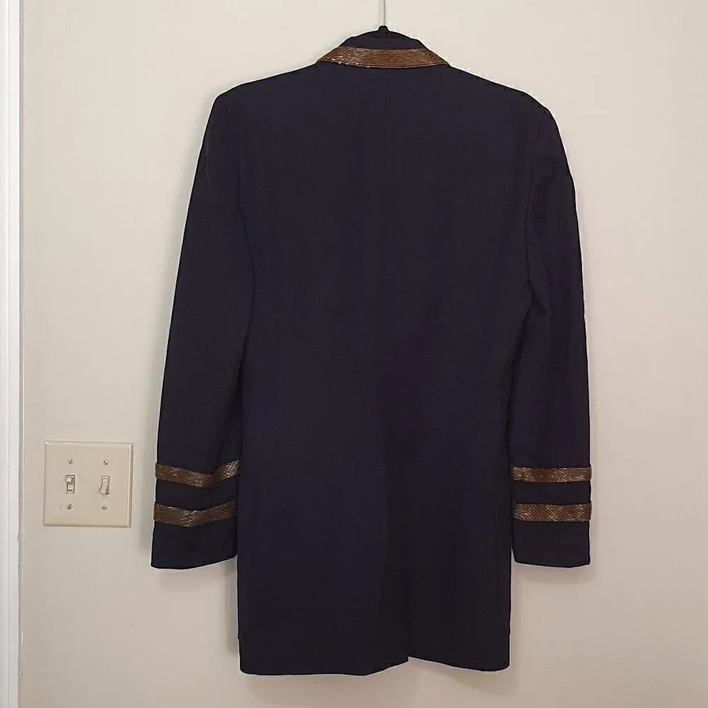 Escada 100% Wool Beaded Trim Coat